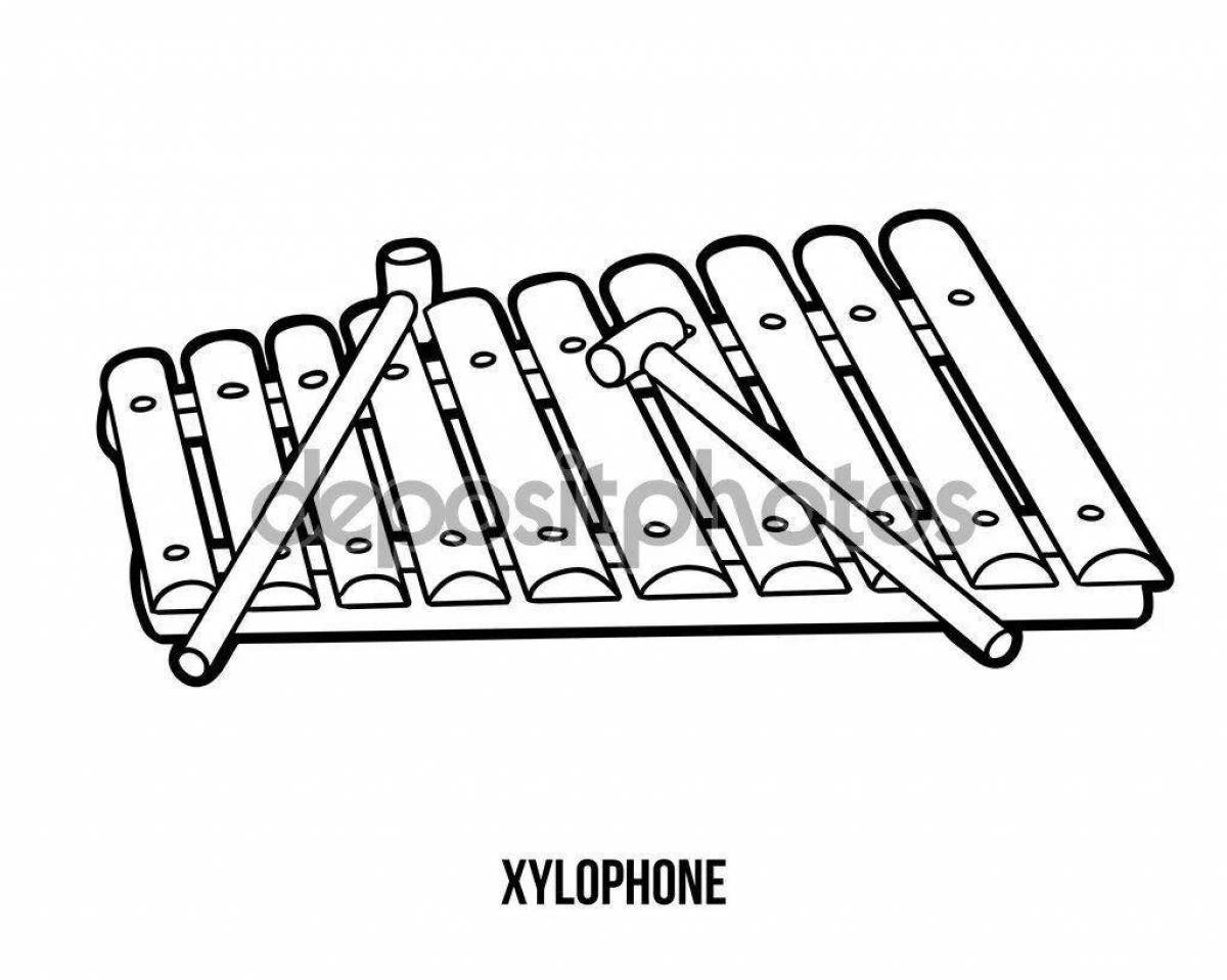 Coloring book glowing xylophone for kids