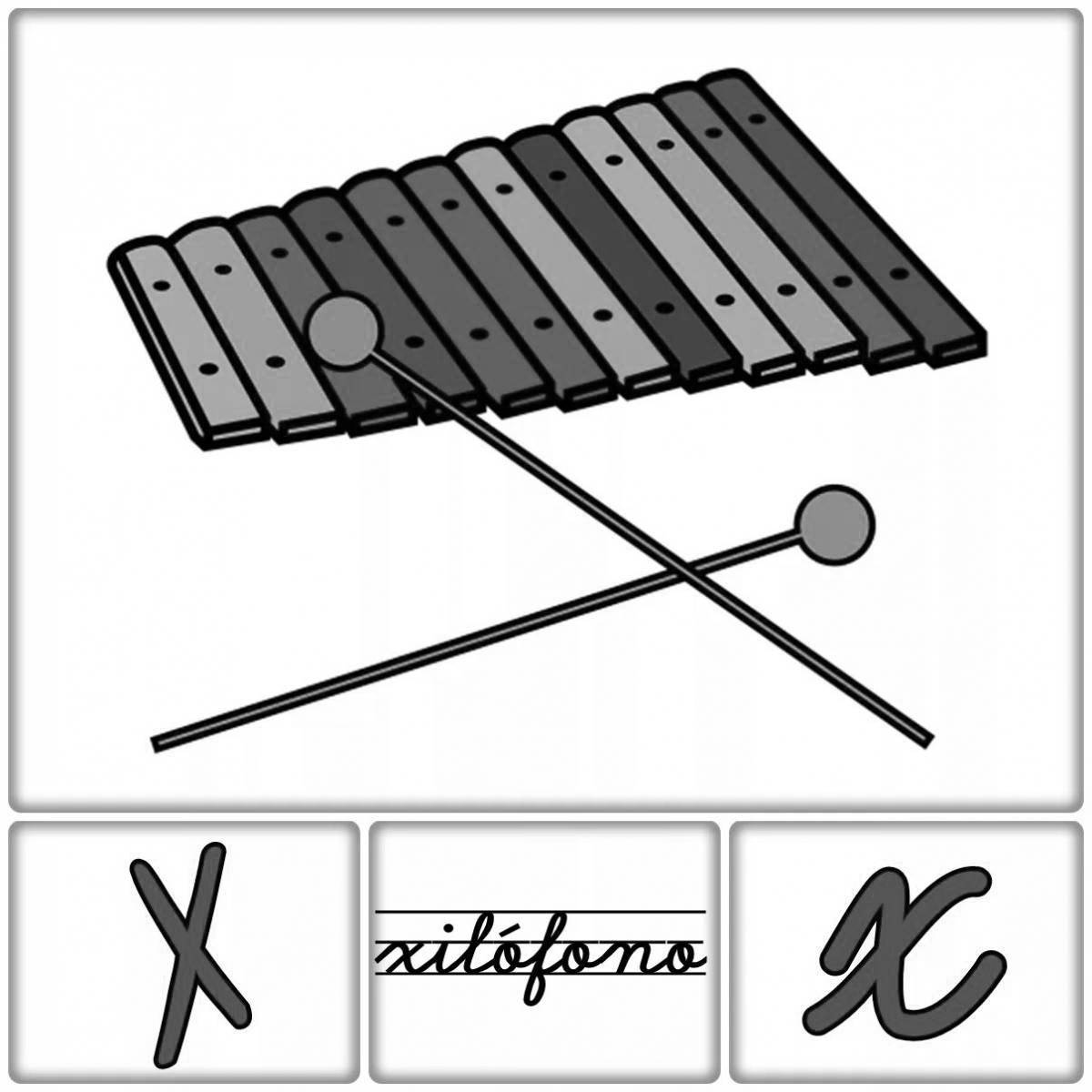 Amazing xylophone coloring page for youth
