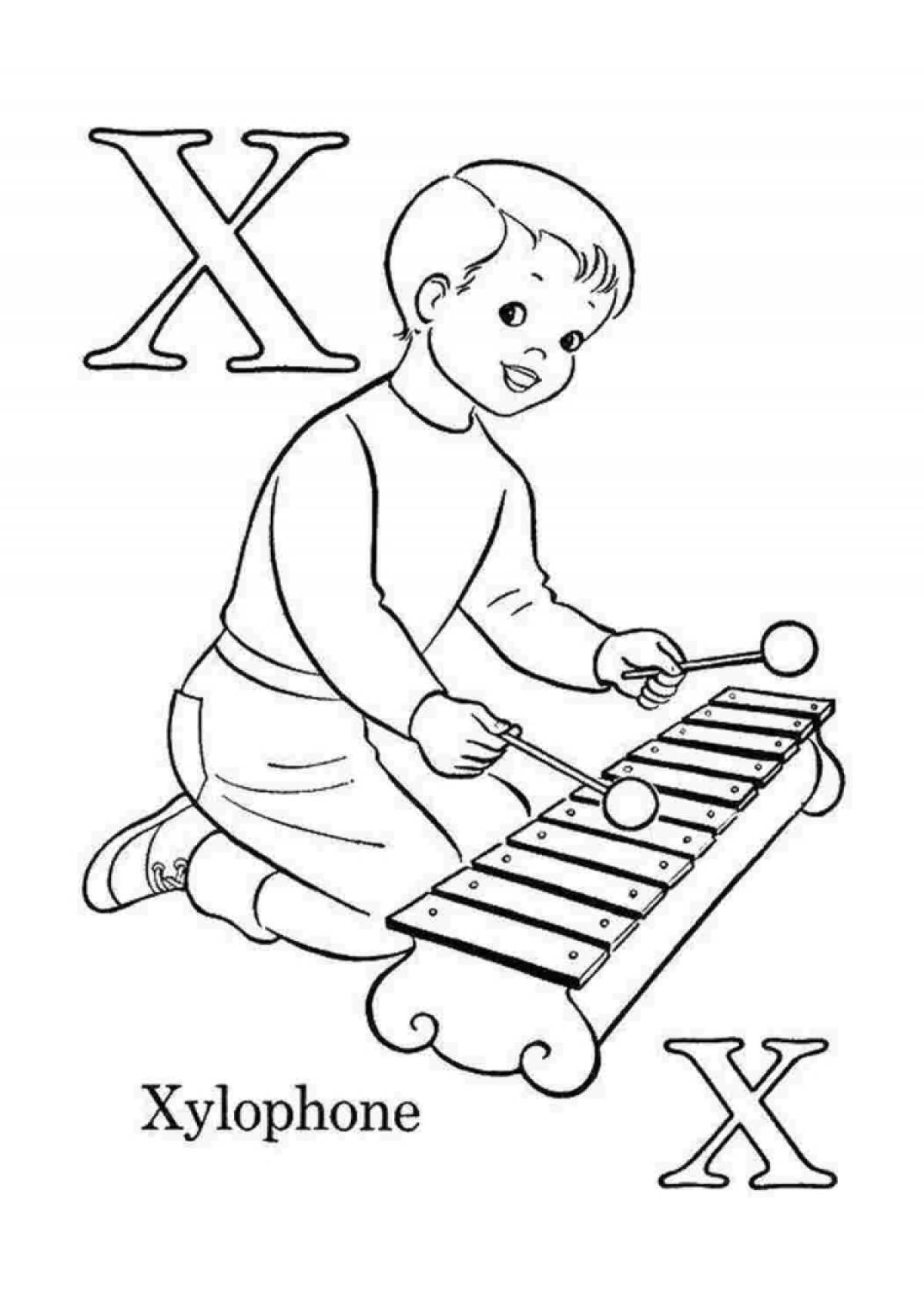 Захватывающая раскраска ксилофона для детей