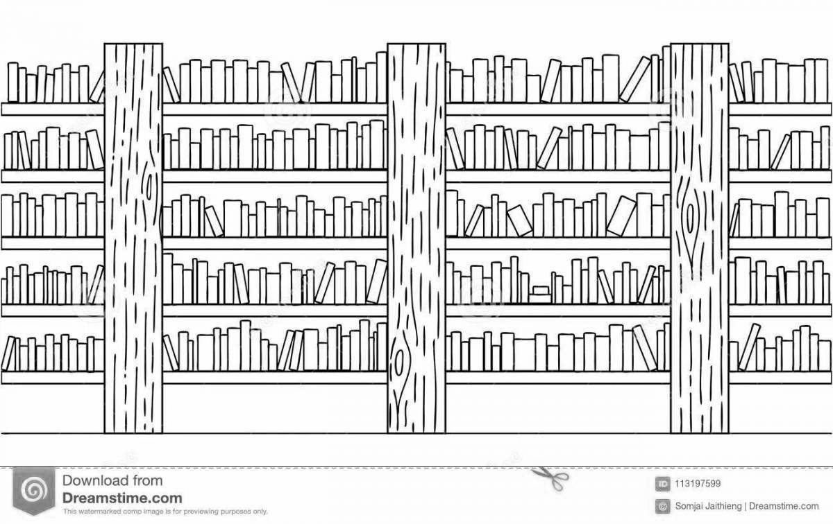Majestic bookcase coloring page