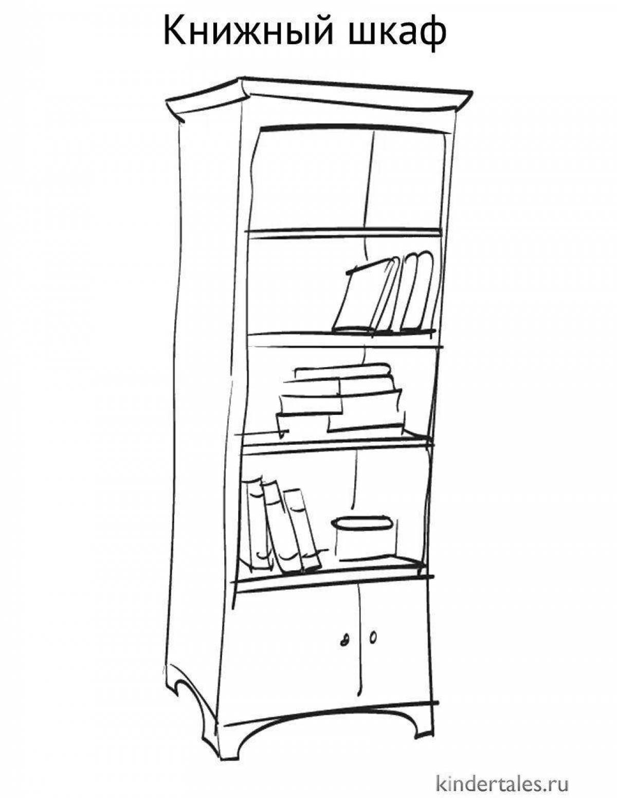 Large bookcase coloring page