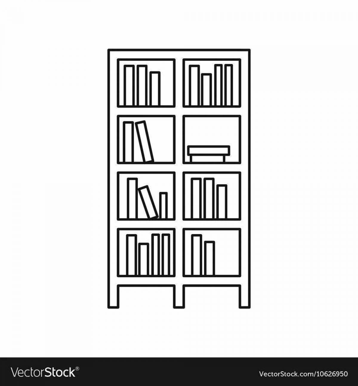 Glitter bookcase coloring page