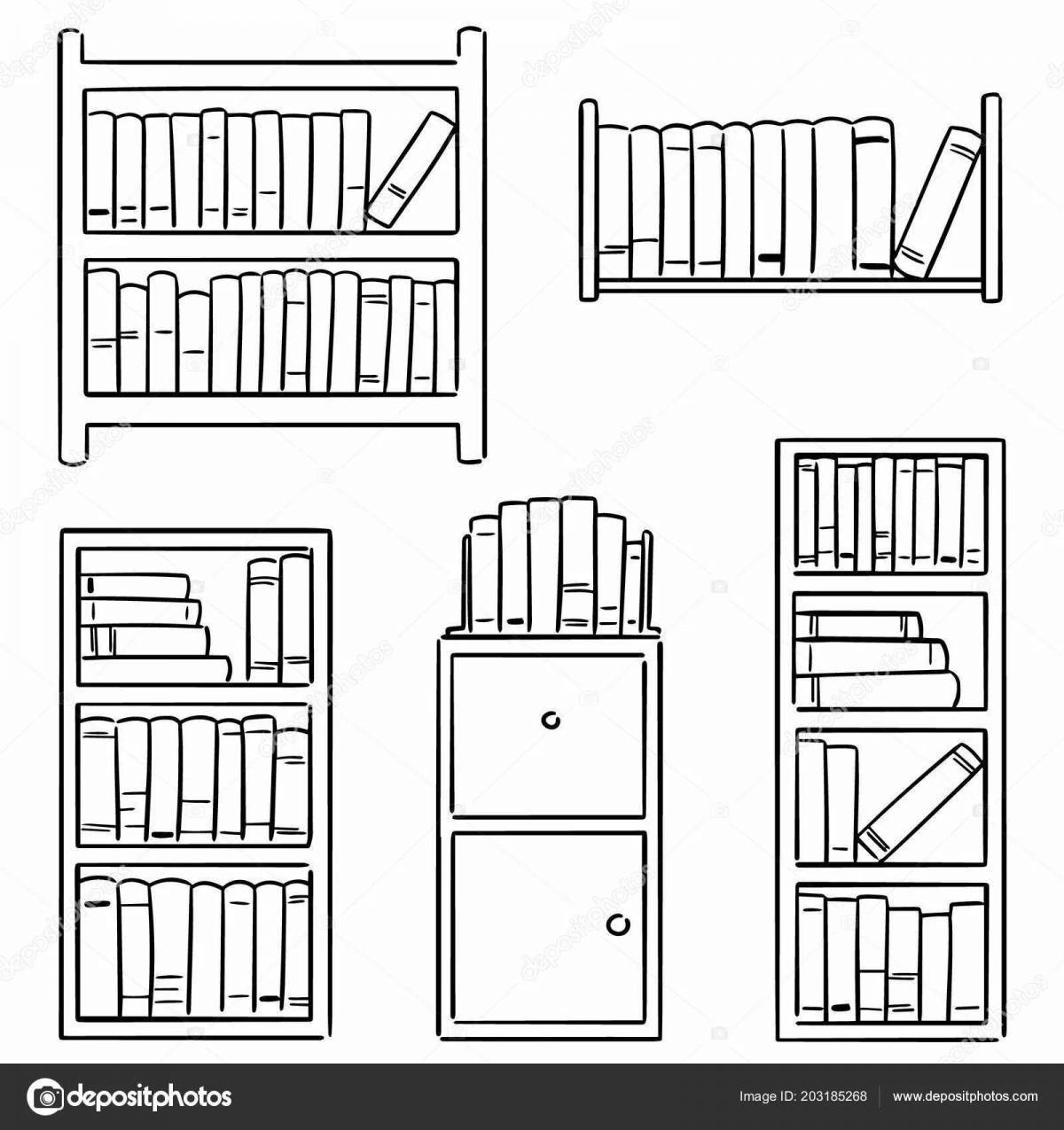 Gorgeous bookcase coloring page