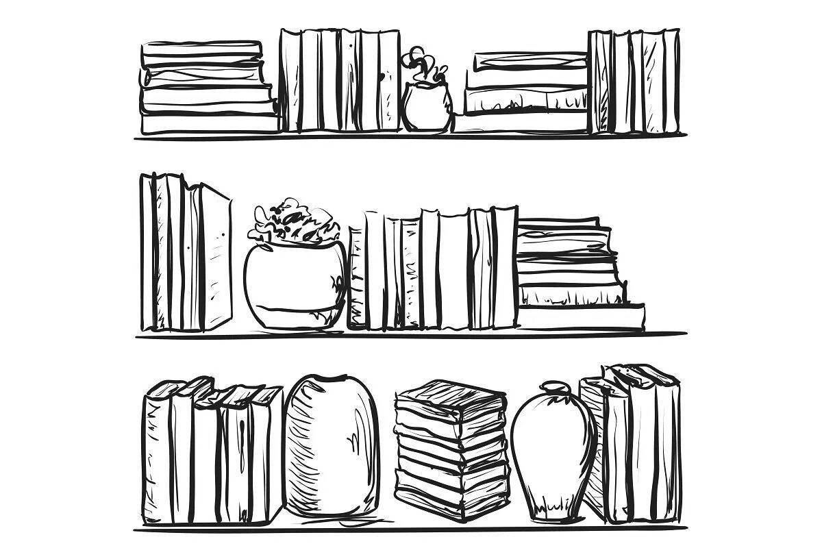 Rampant bookcase coloring page