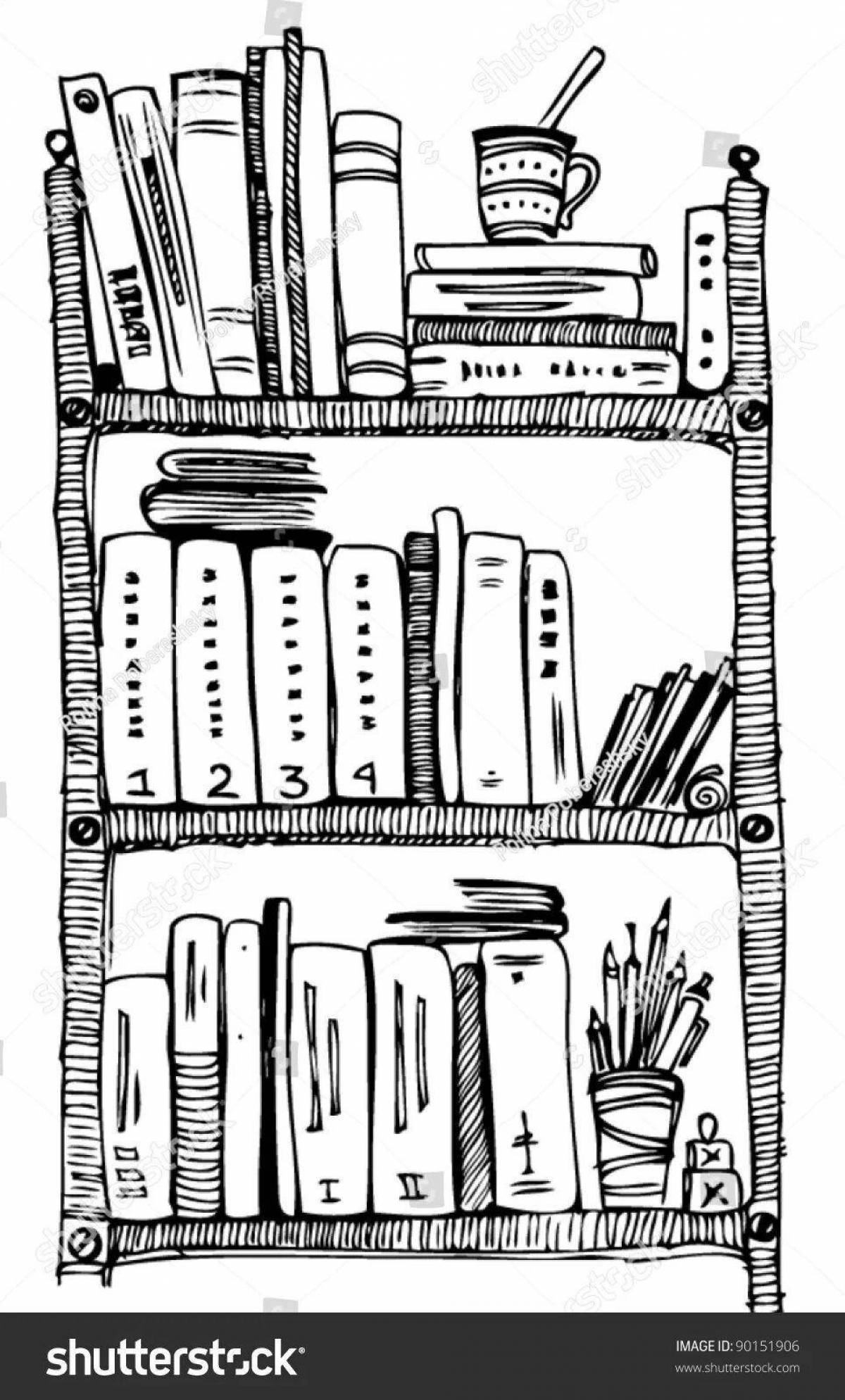 Coloring page joyful bookcase