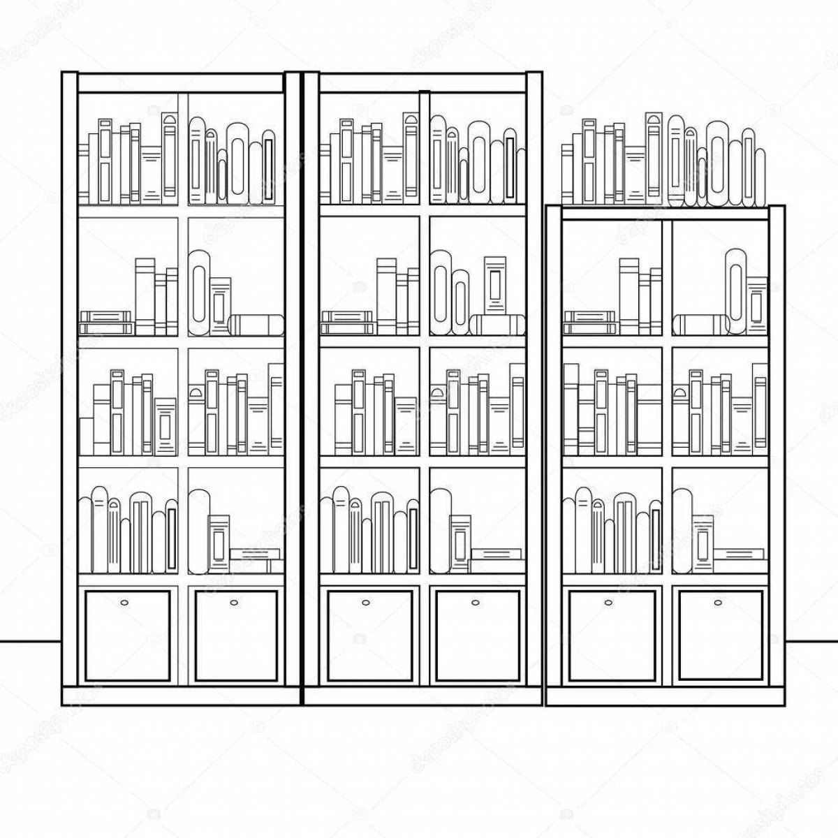 Royal bookcase coloring page