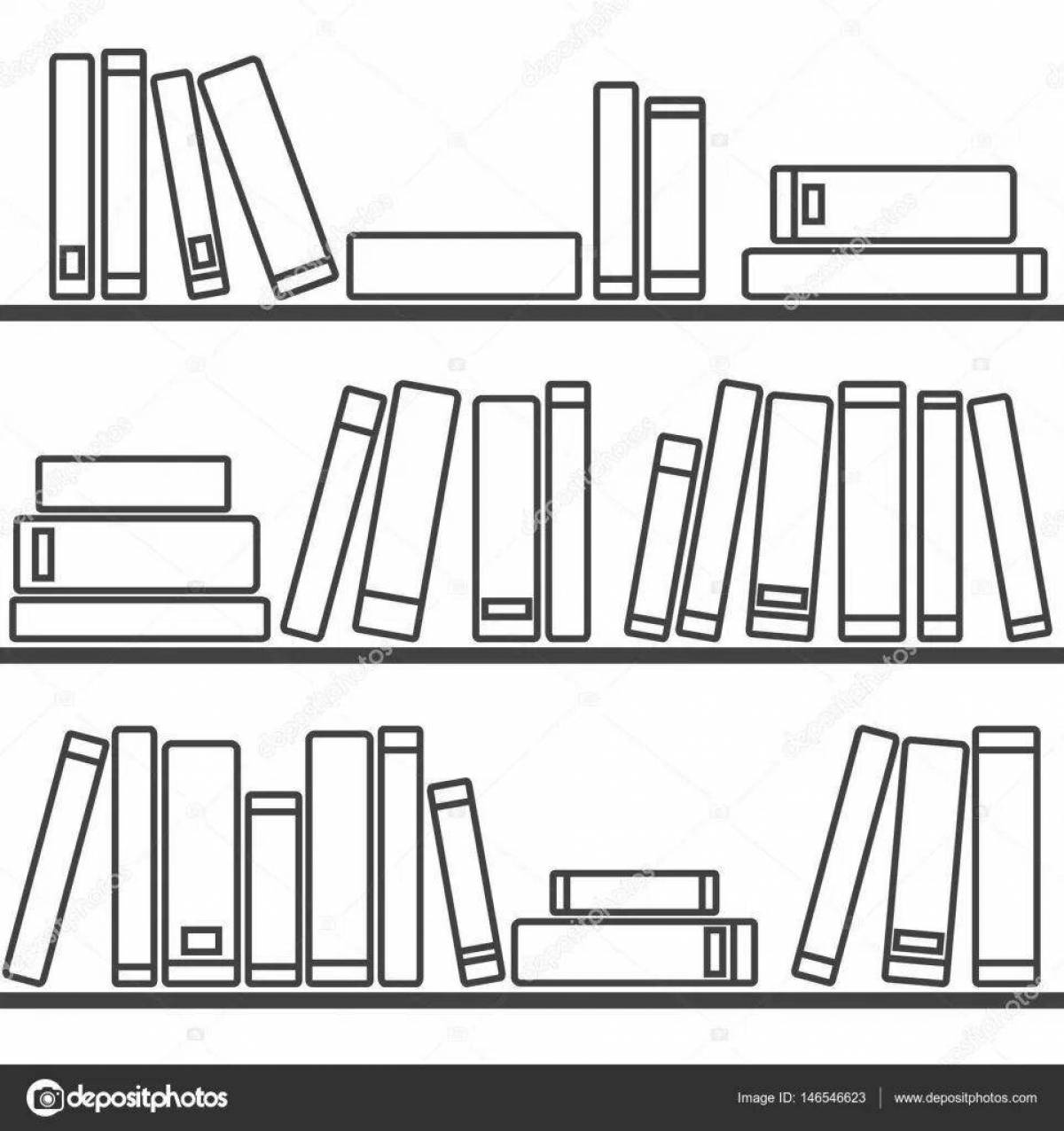 Serene bookcase coloring page