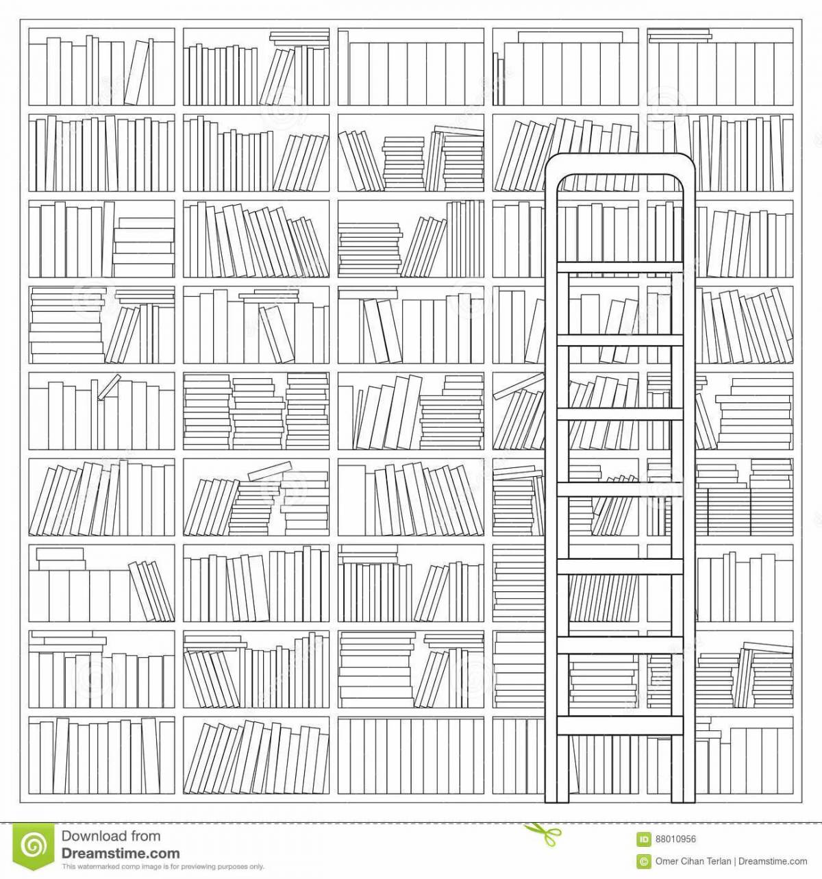 Luxury bookcase coloring page