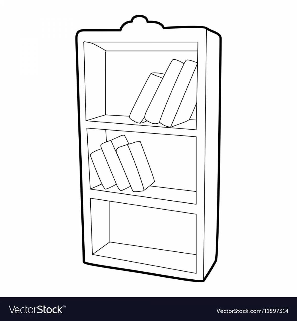 Charming bookcase coloring page