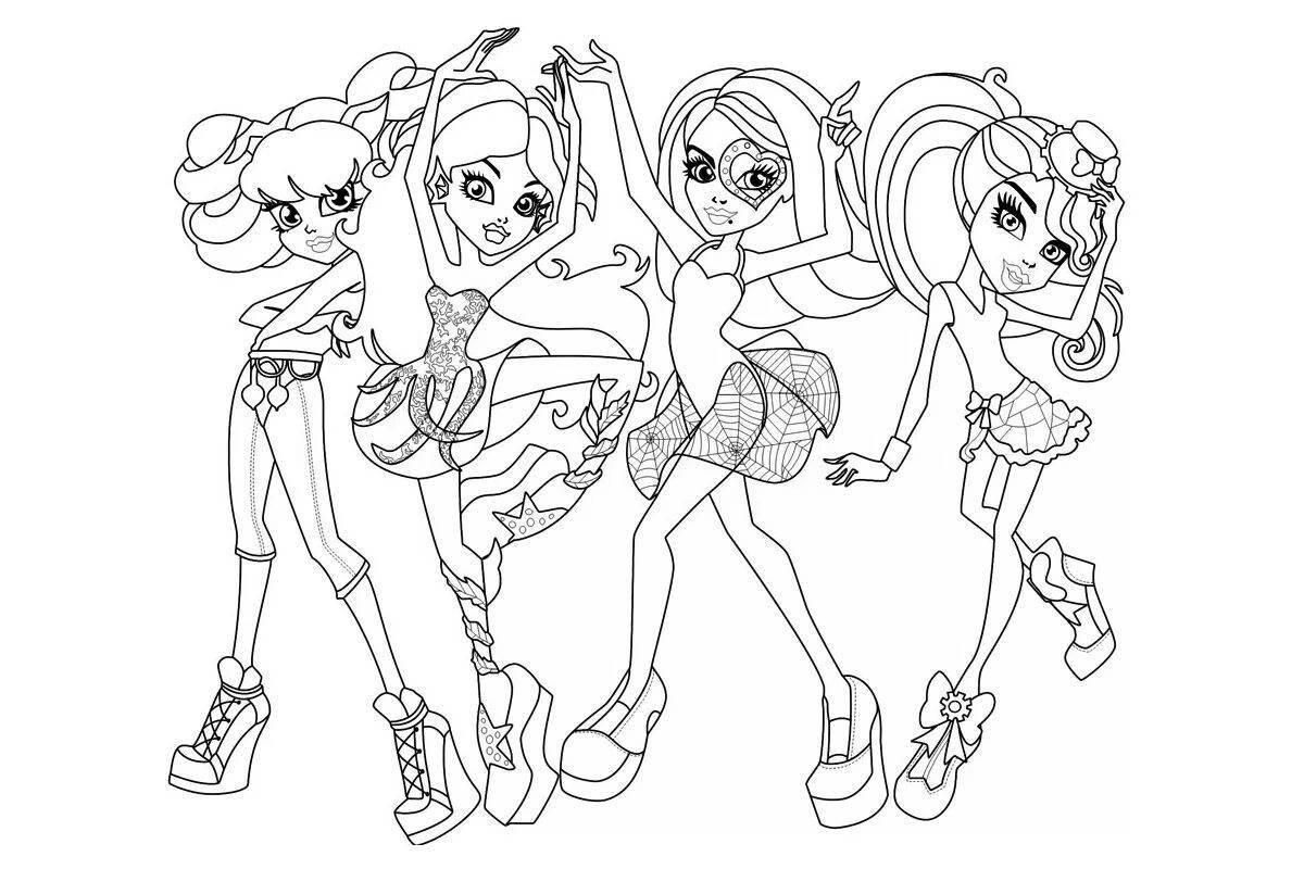 Adorable cave club dolls coloring page