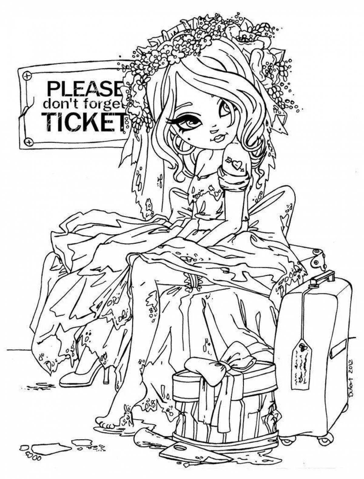Playful cave club dolls coloring page