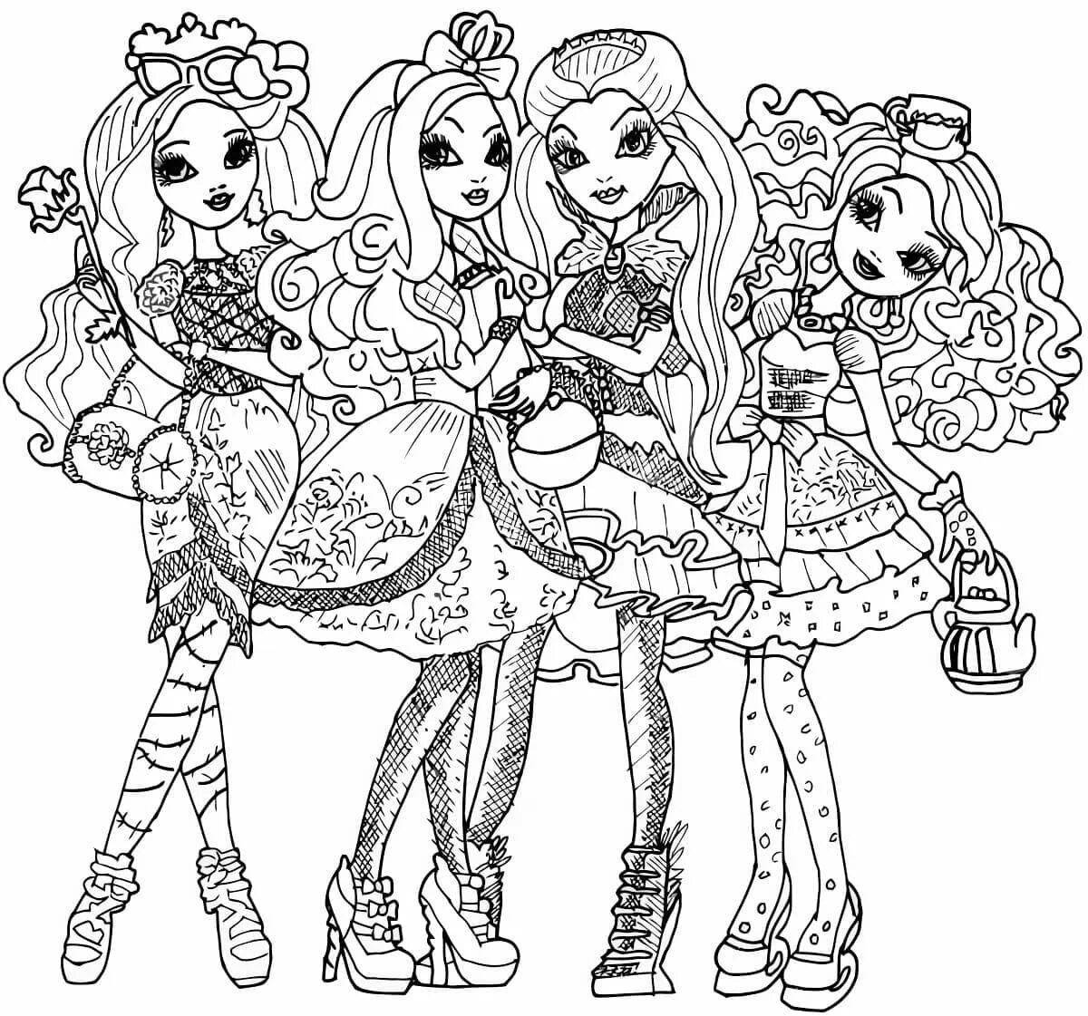 Colouring funny cave club dolls