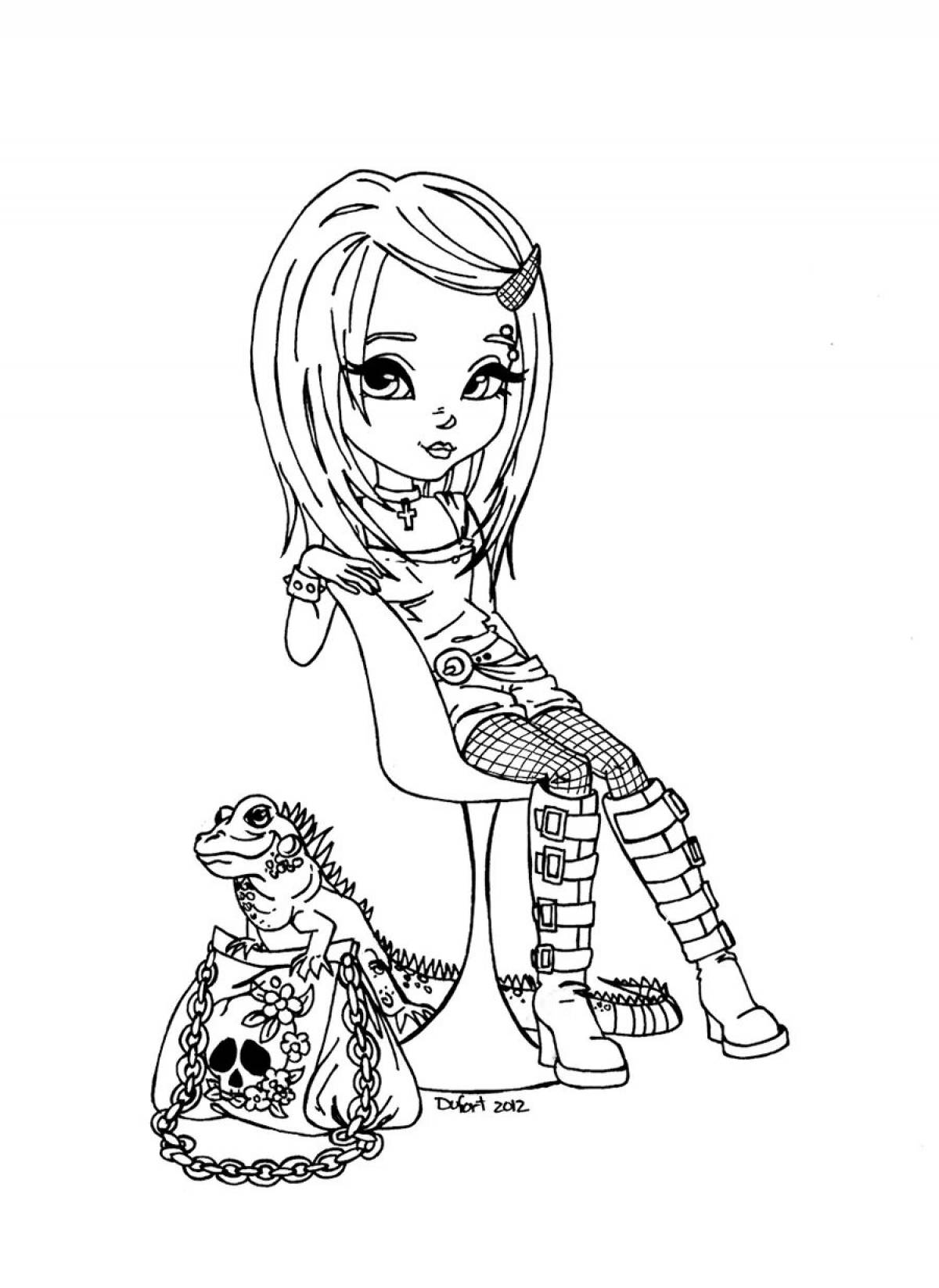 Colorific cave club doll coloring page