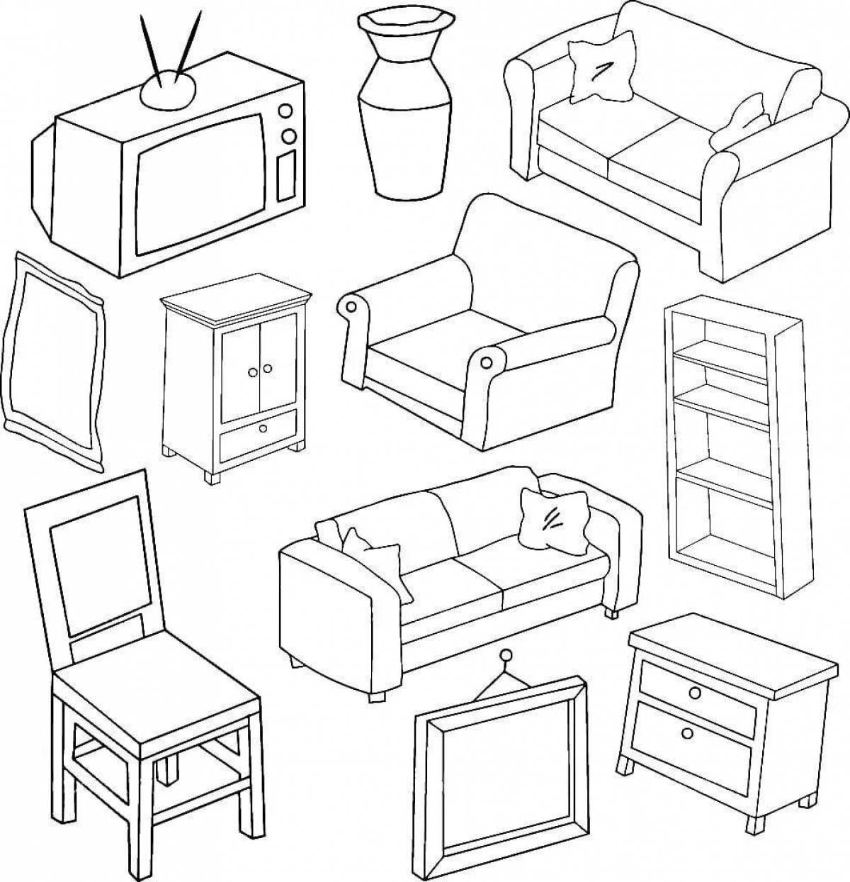 Lovely coloring house furniture ami
