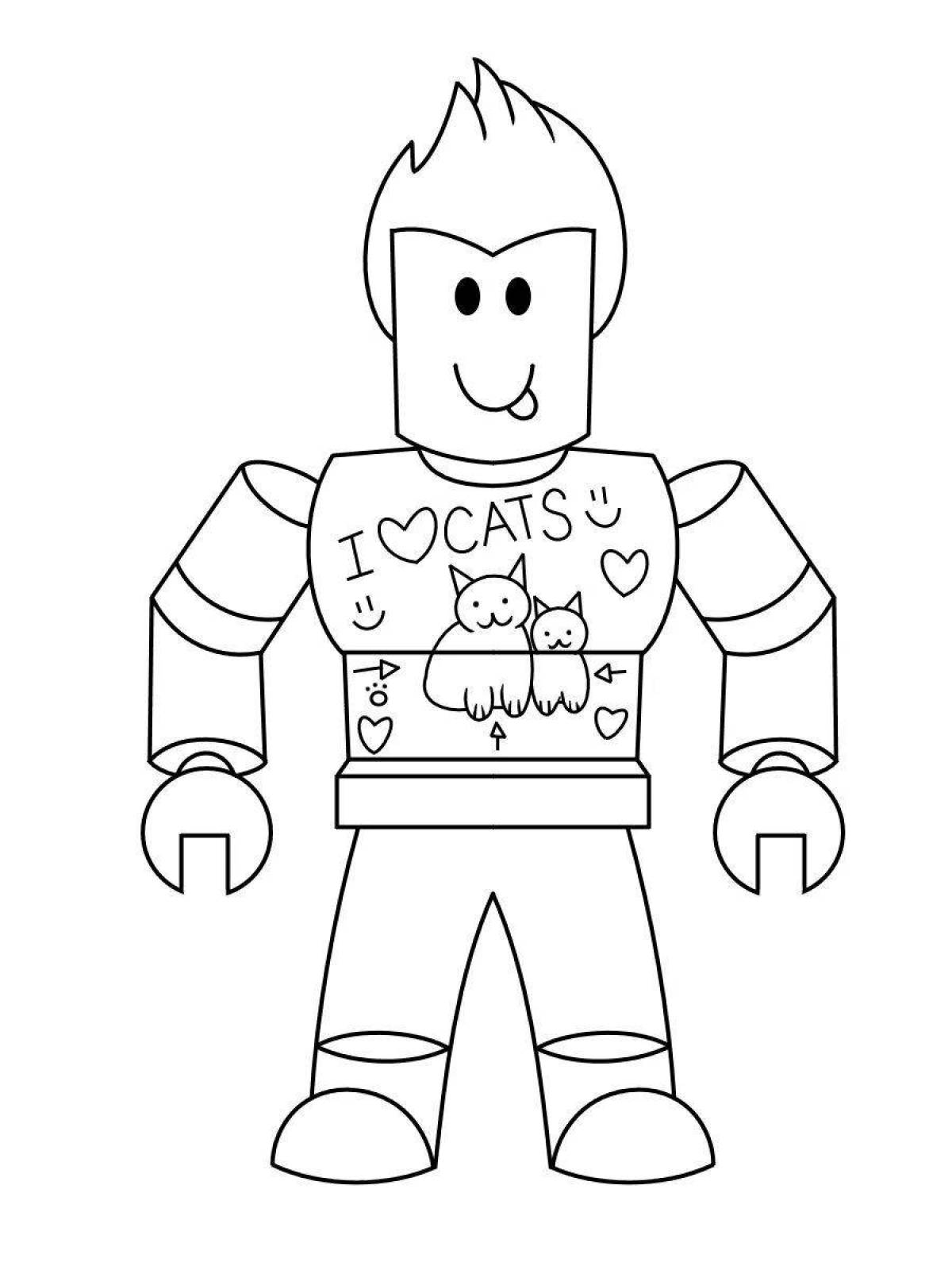 Roblox character coloring page with color splatter