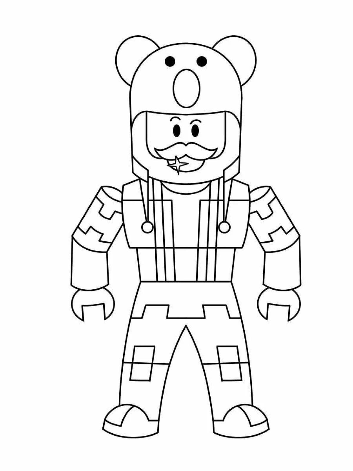Roblox character coloring page with crazy color