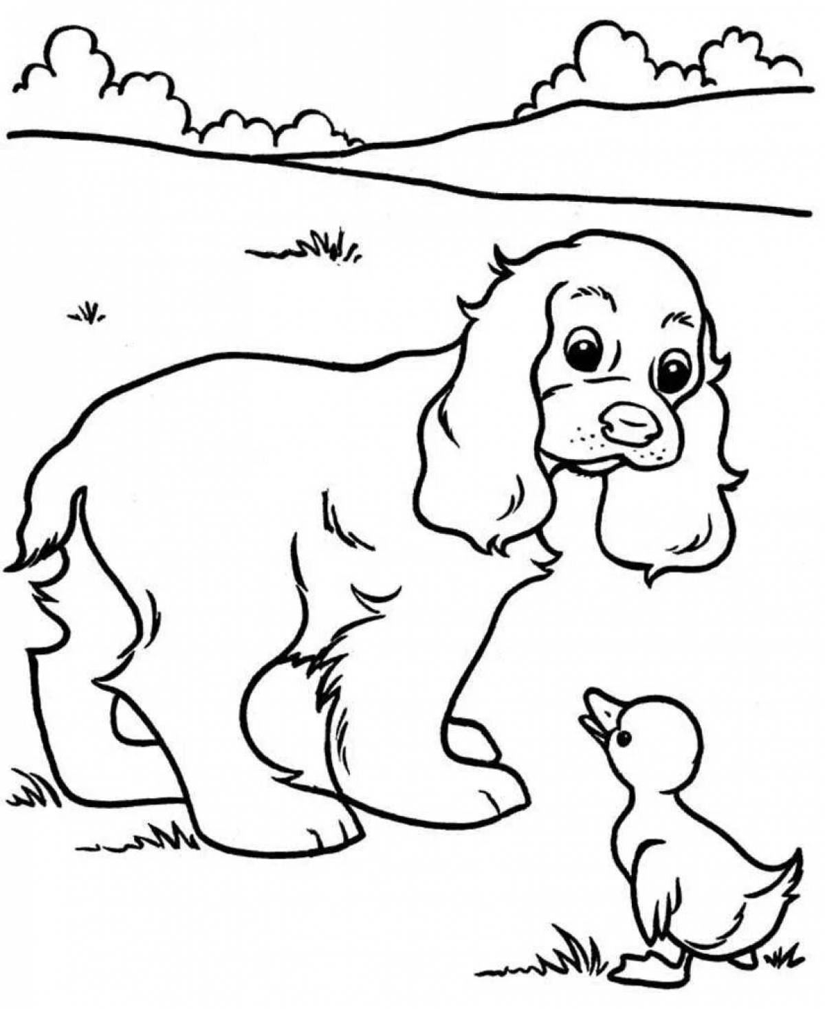 Loving pet coloring with dog
