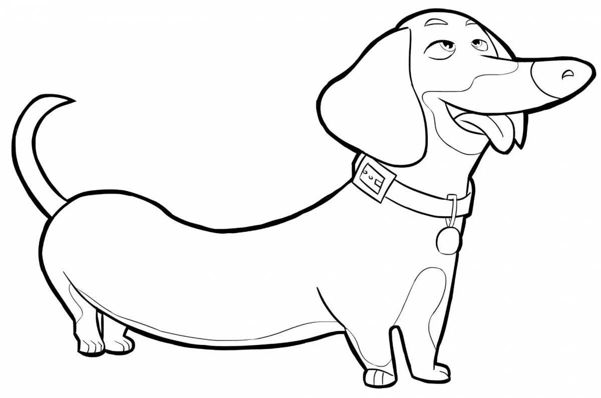 Wagging domestic dog coloring page