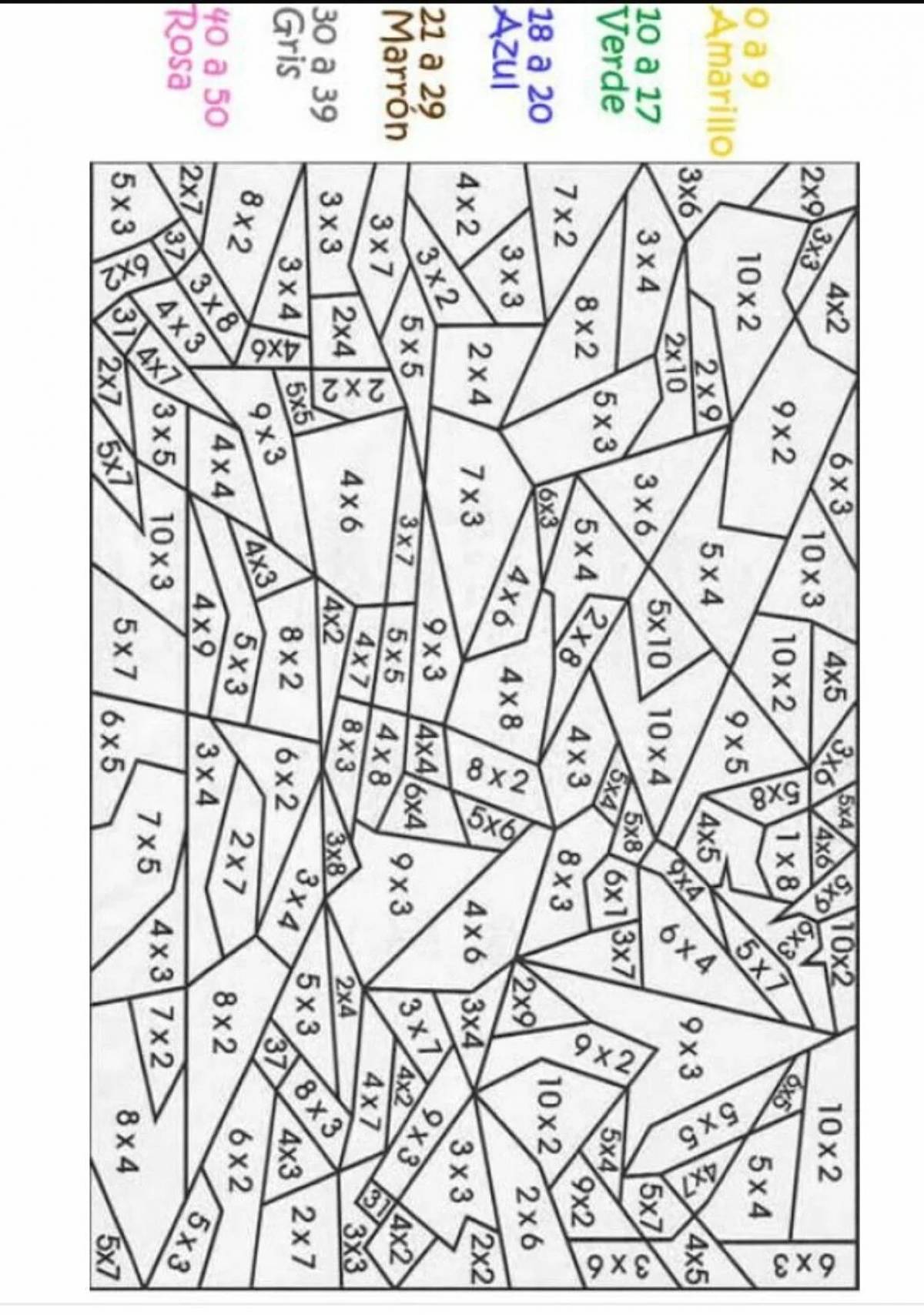 Цветная взрывная раскраска умножение по числам