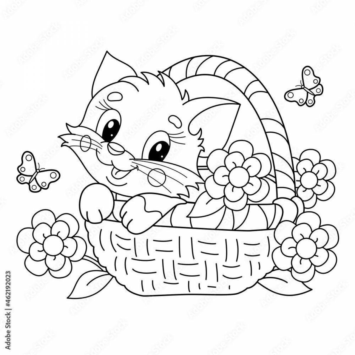Блаженный кот с цветами