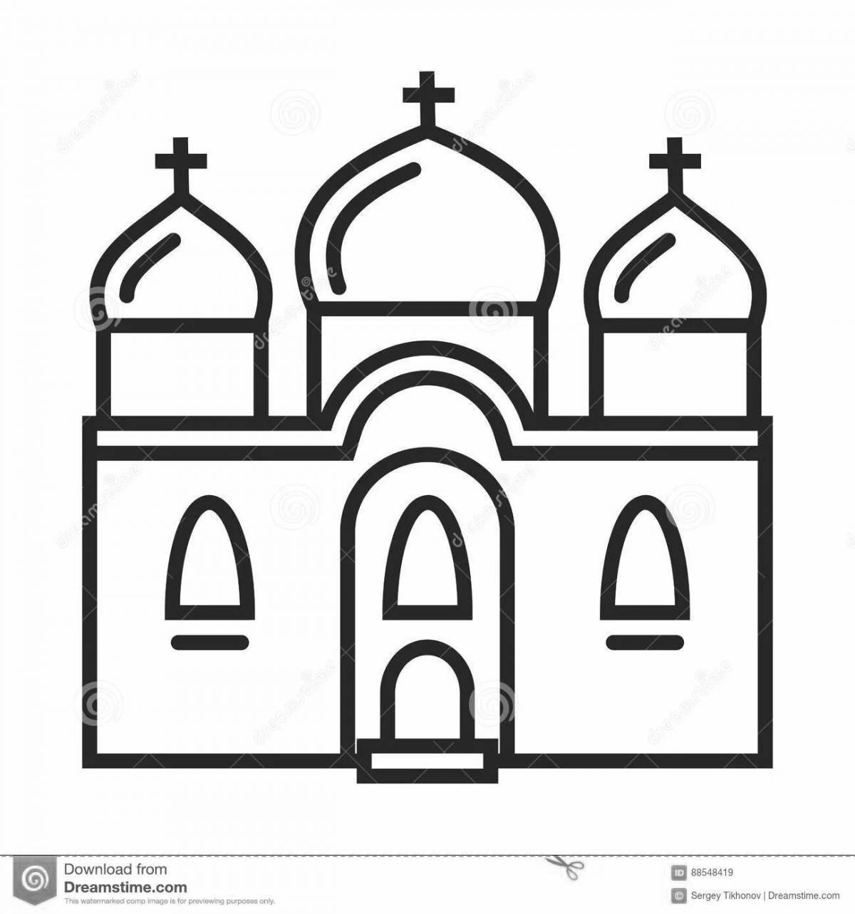 Coloring page shining church with domes