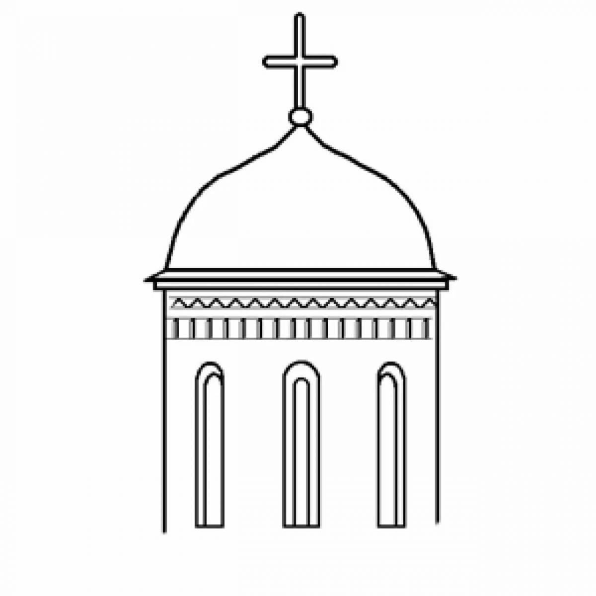 Coloring page richly decorated church with domes