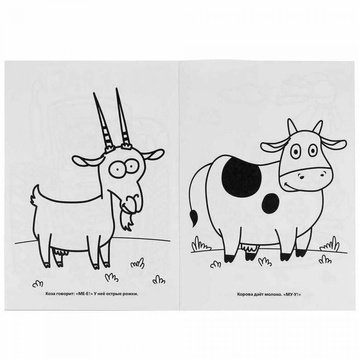 Adorable blue tractor animals coloring book