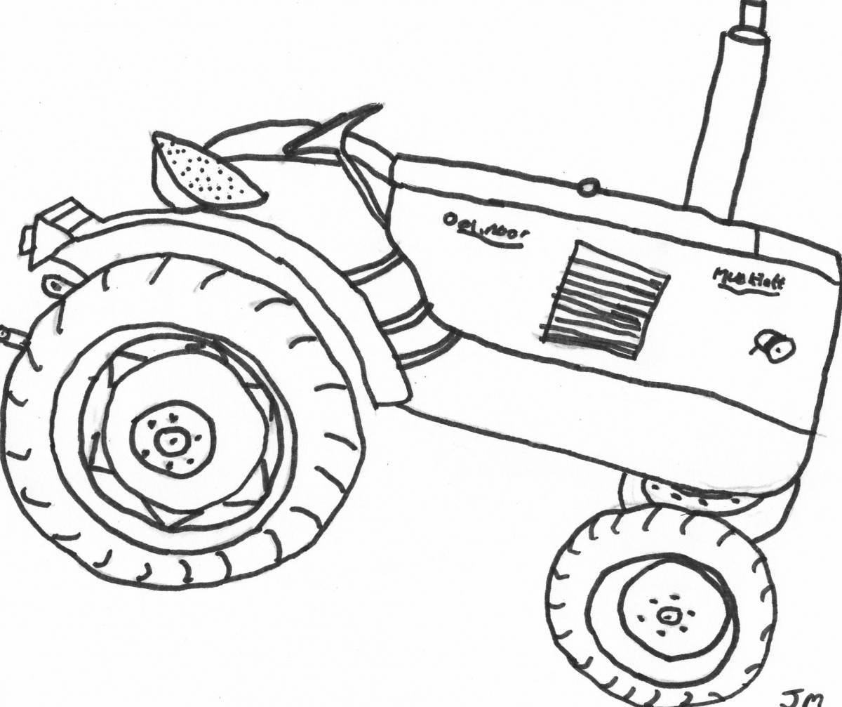 Adorable blue tractor animals coloring page