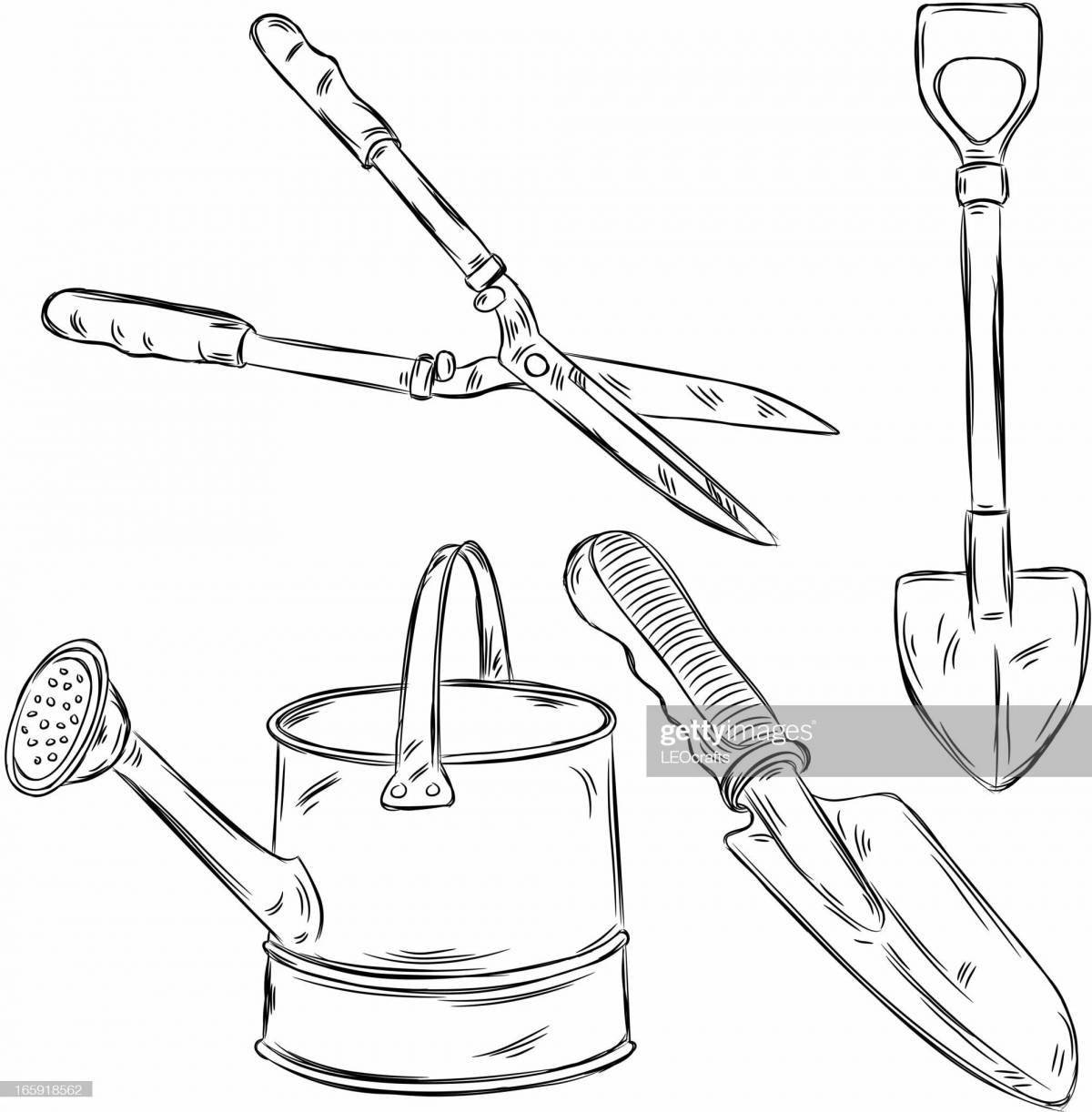 Attractive tools coloring page