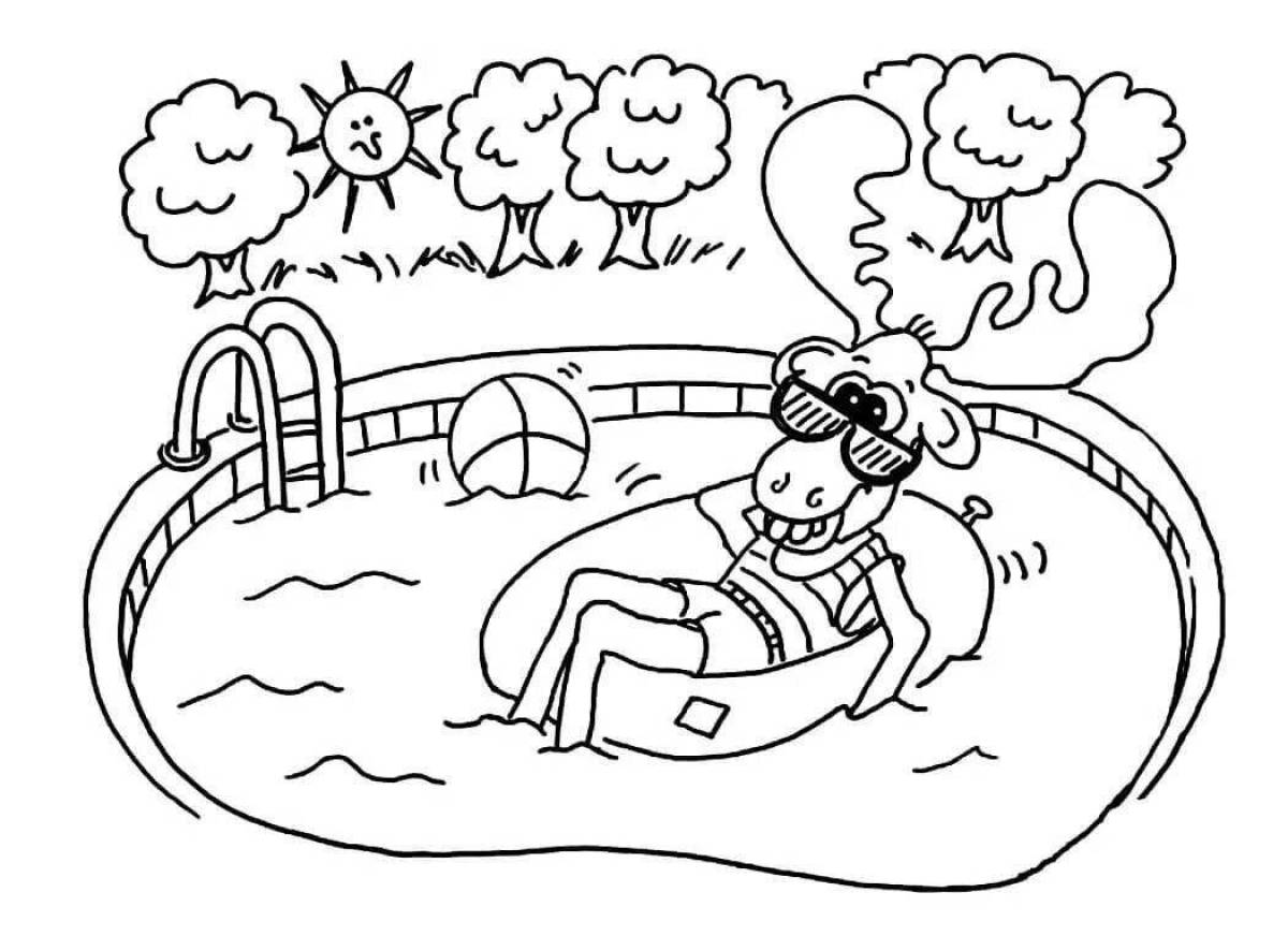 Fun swimming coloring for toddlers