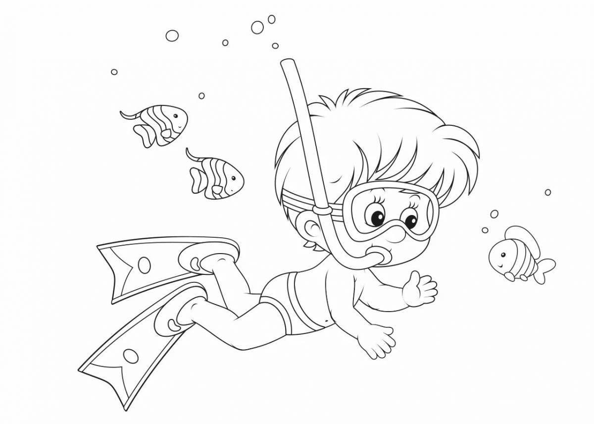 A fun swimming coloring book for toddlers