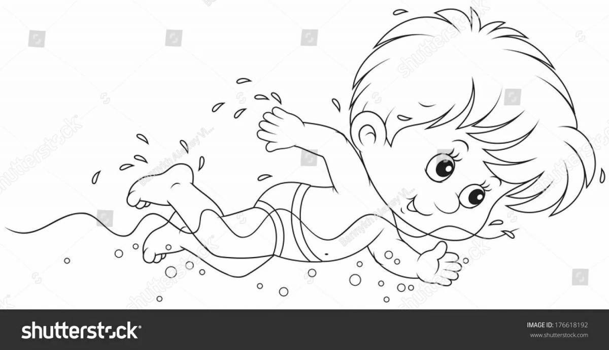 Adorable swimming coloring book for babies
