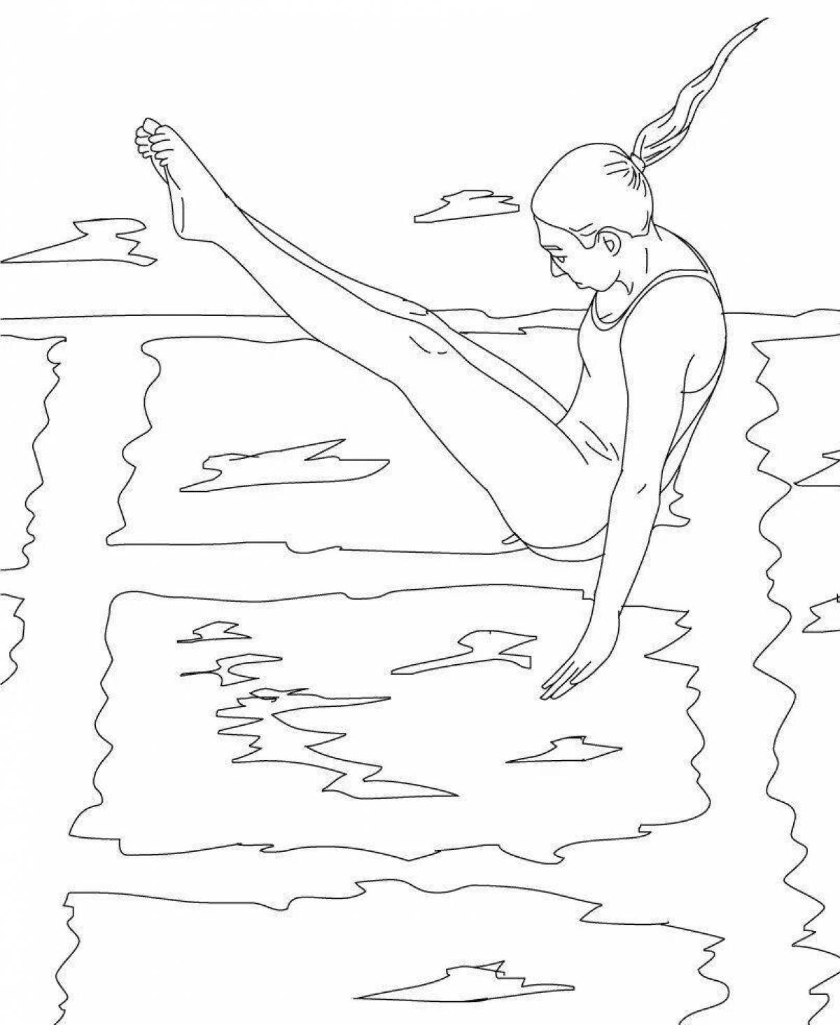 Exciting swimming coloring book for kids