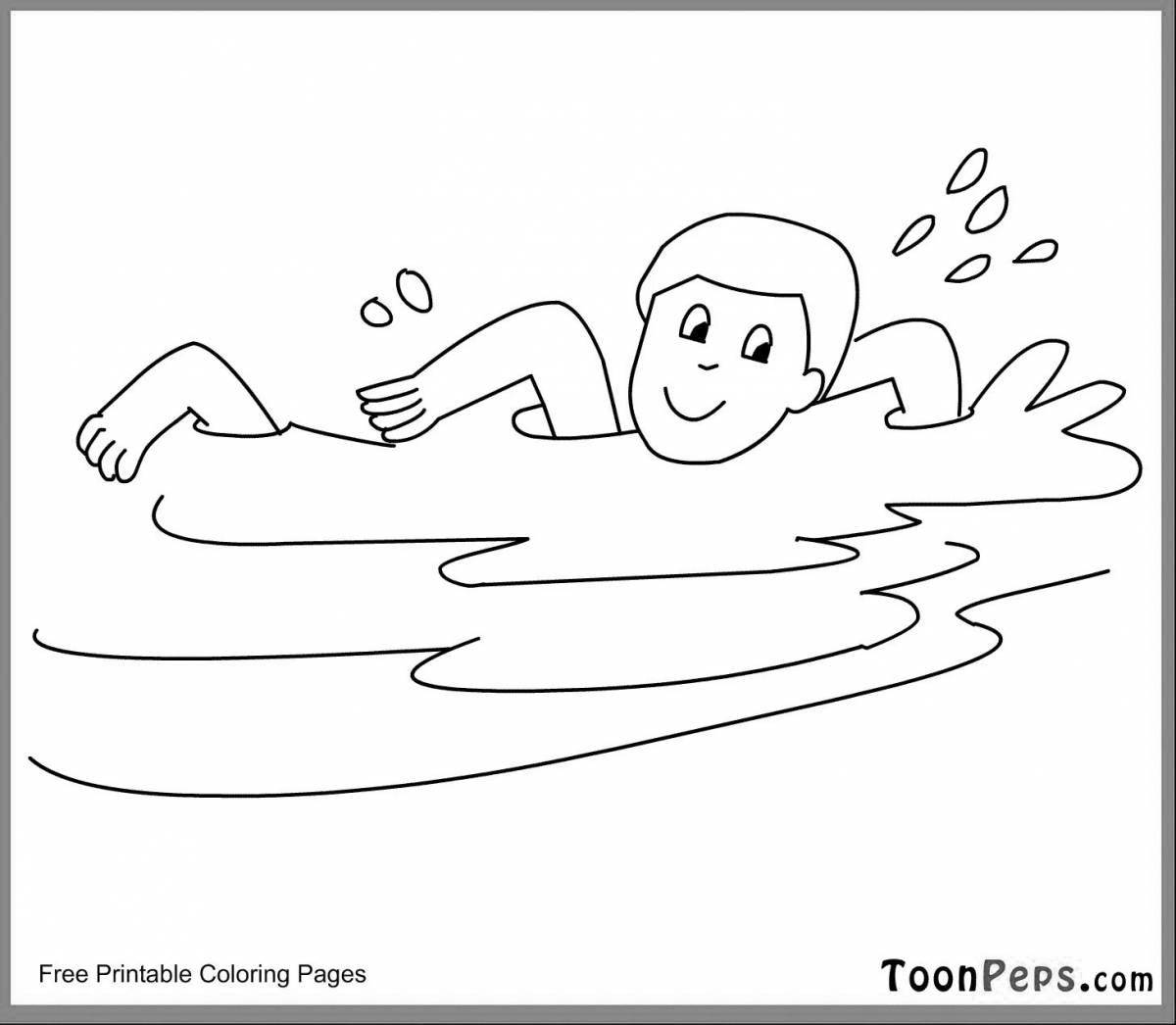 Inspirational swimming coloring book for kids