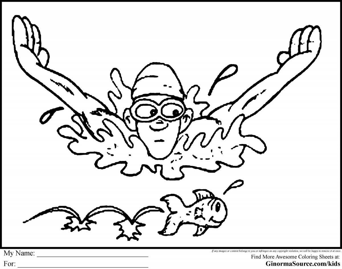 Stimulating swimming coloring book for babies