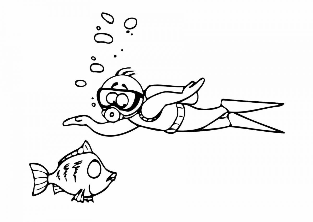 Refreshing swimming coloring page for preschoolers