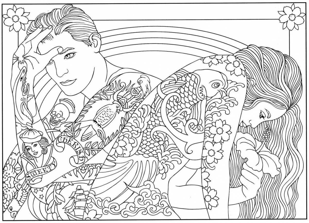 Stylish coloring book for men and adults