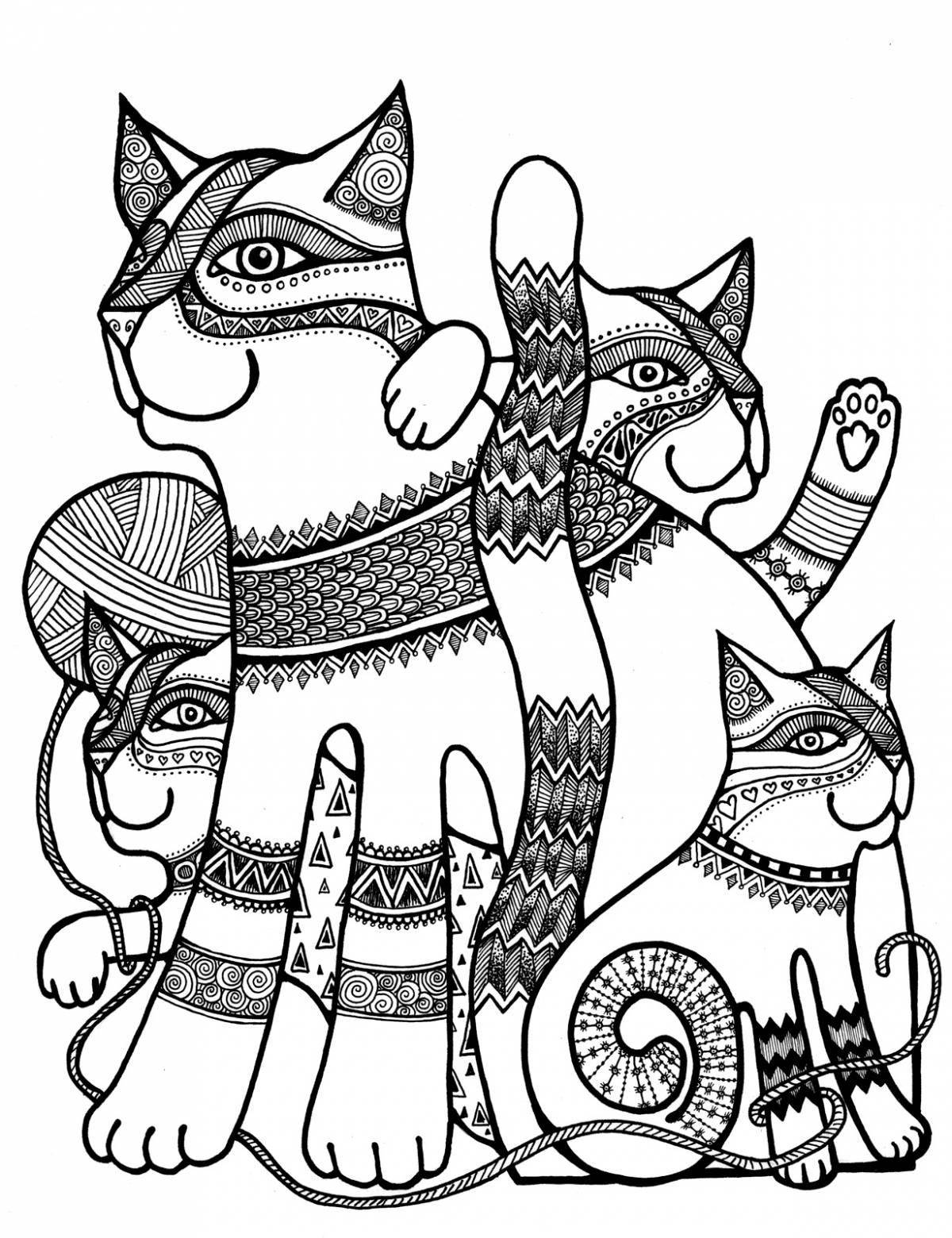Coloring cat colorful pattern
