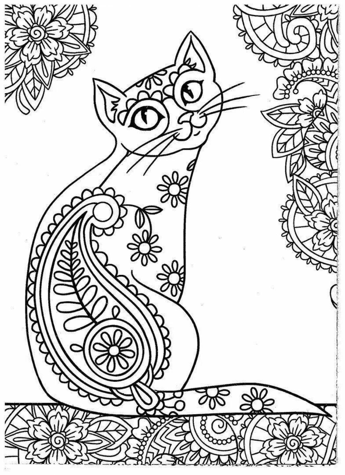 Adorable patterned cat coloring book