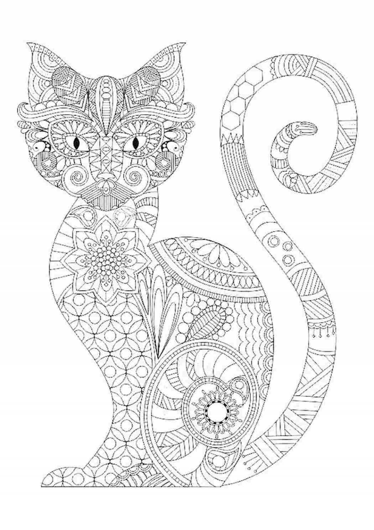 Fancy cat coloring page