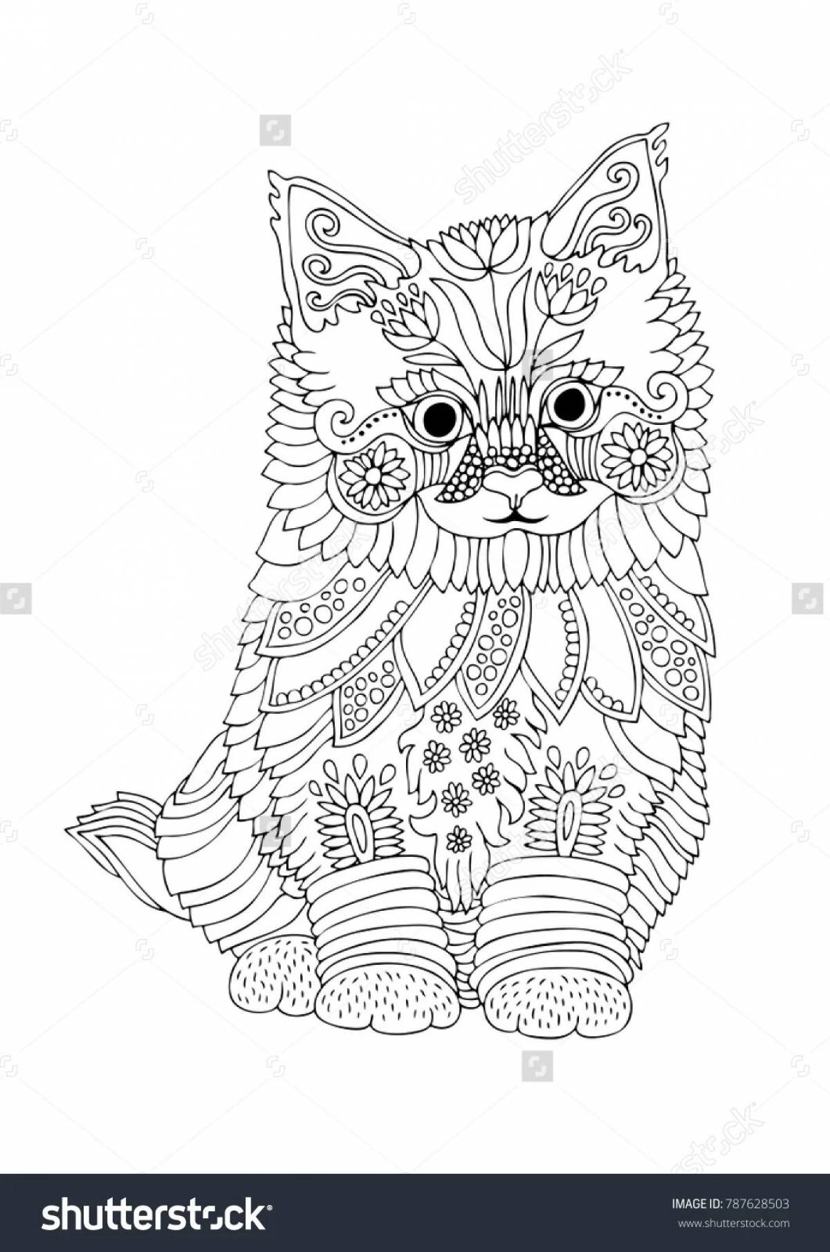 Glitter patterned cat coloring book