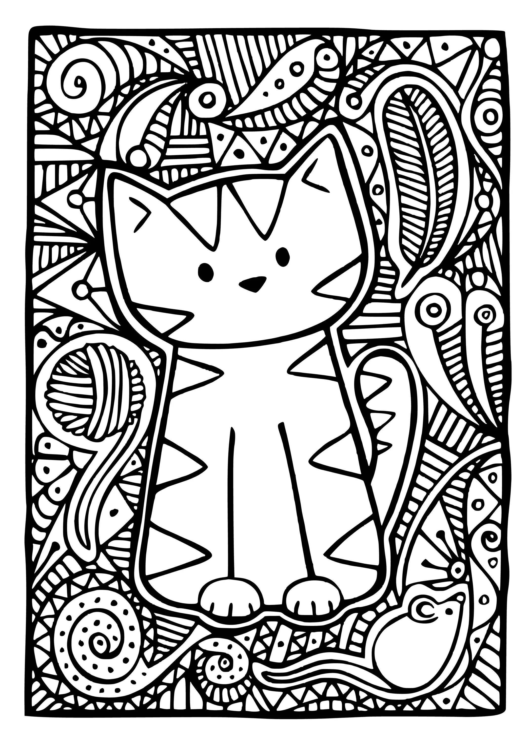 Live patterned cat coloring book