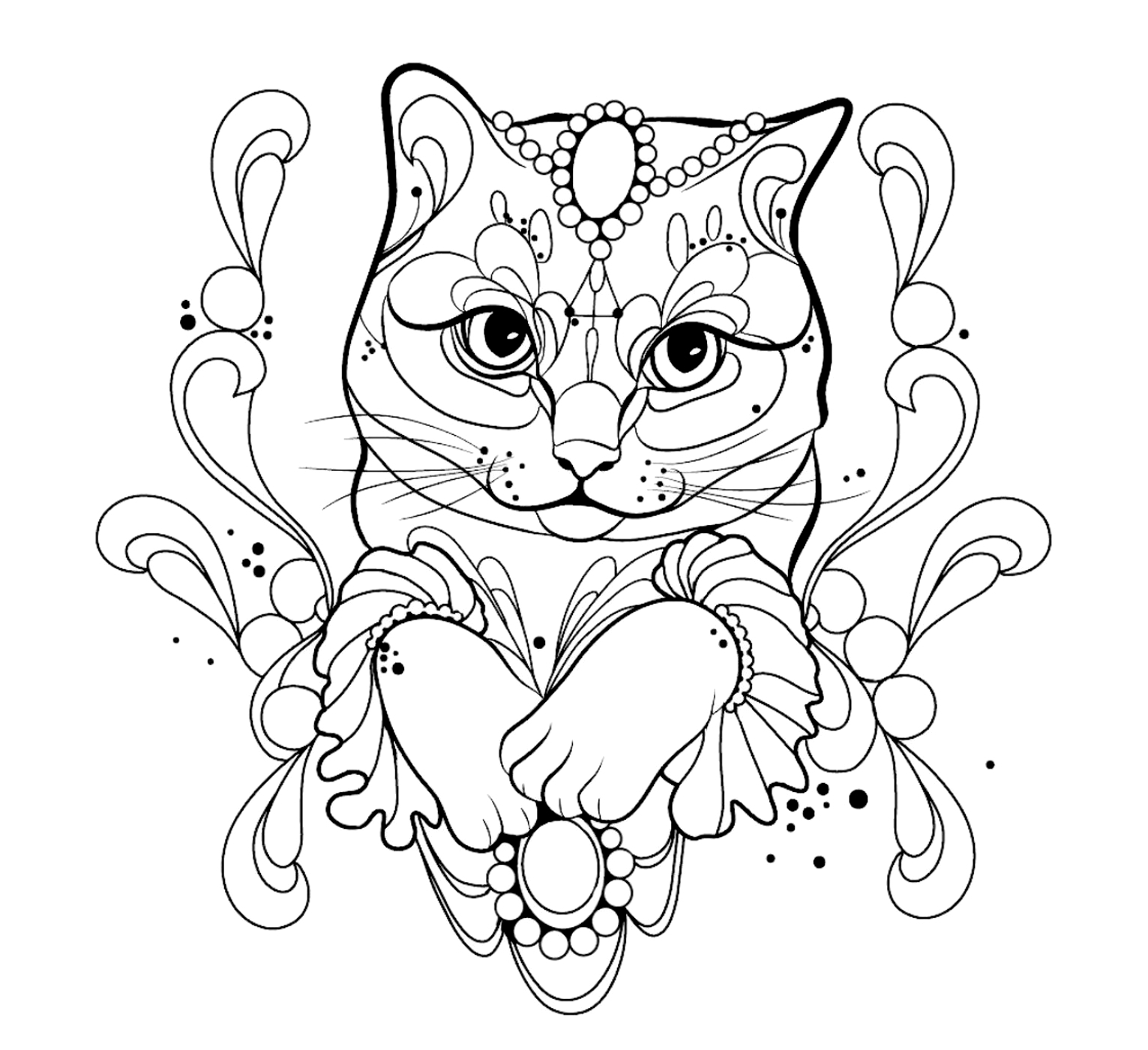 Coloring page mischievous patterned cat