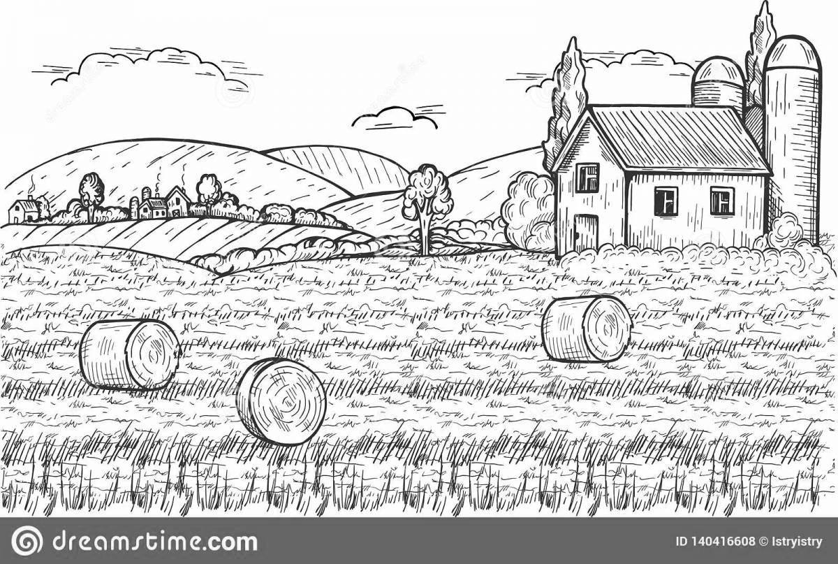 Glowing hay coloring page for kids