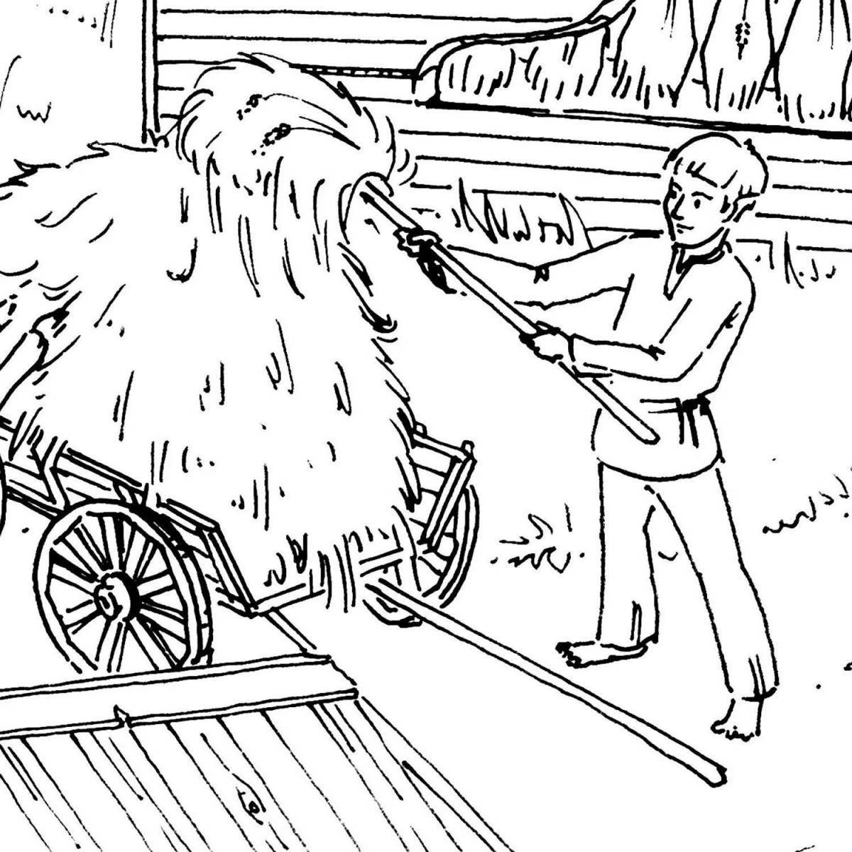 Sparkly hay coloring page for toddlers