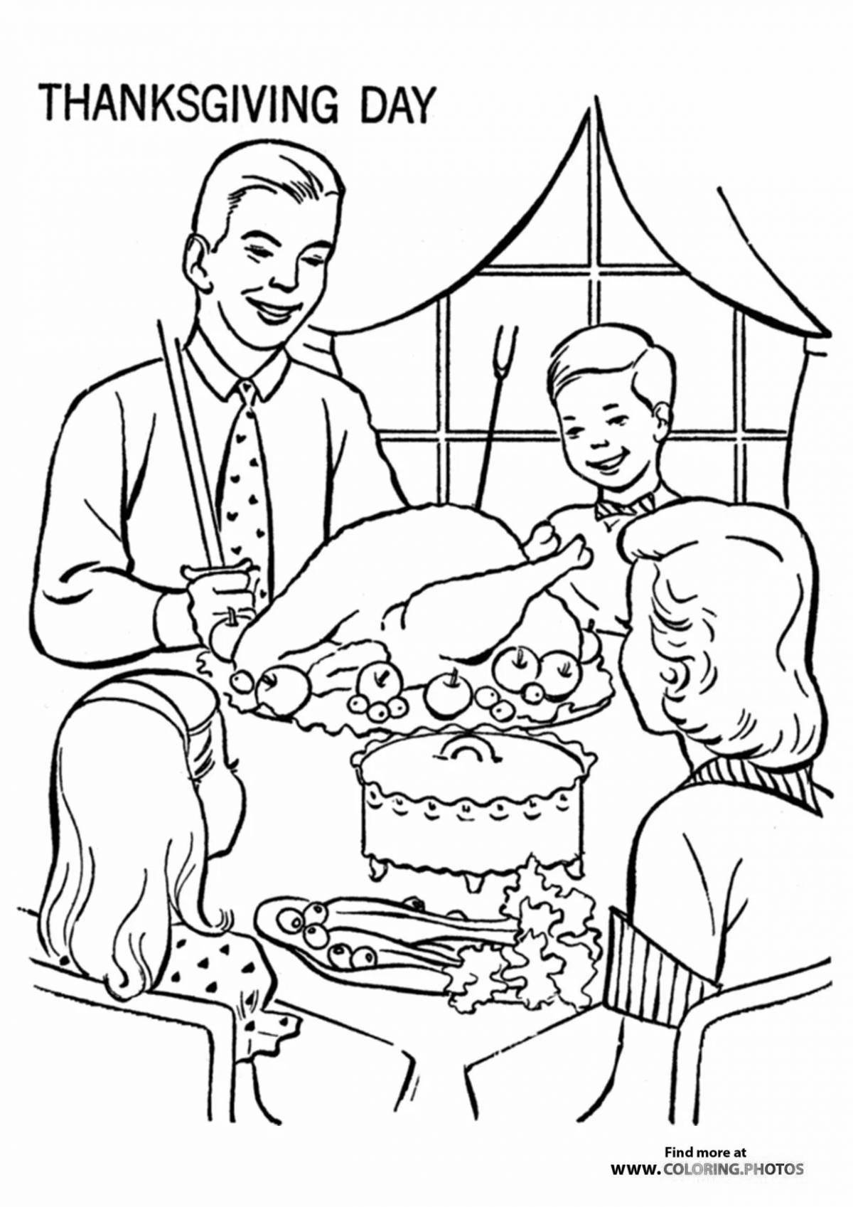 Coloring page loving family at the table