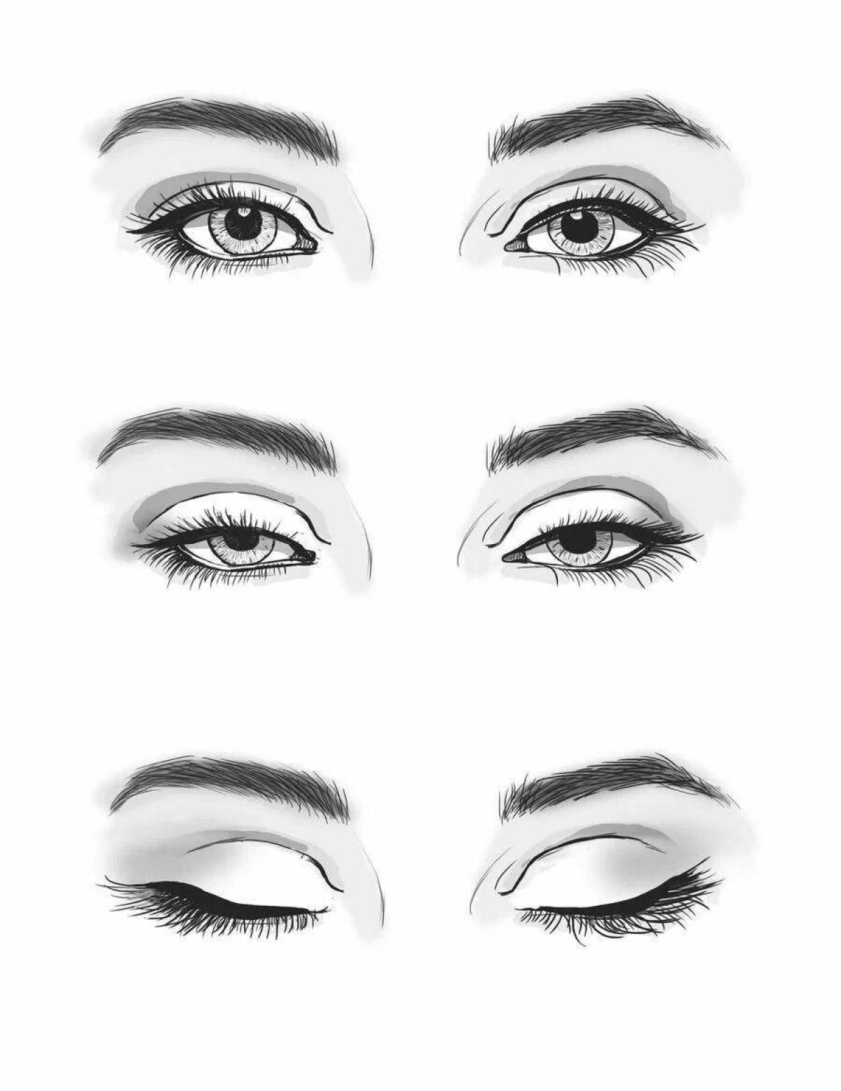 Intricate eye coloring for makeup