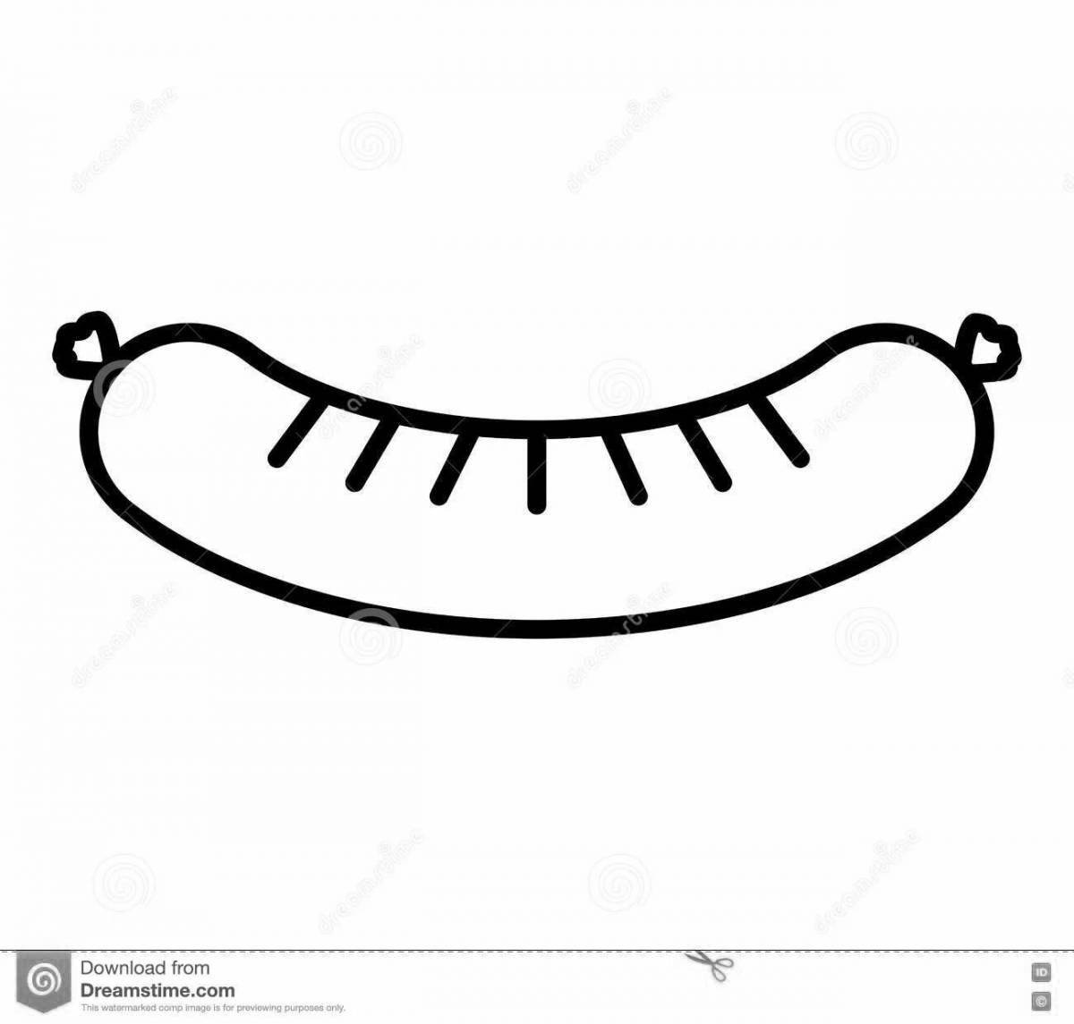 Playful sausage coloring page for kids