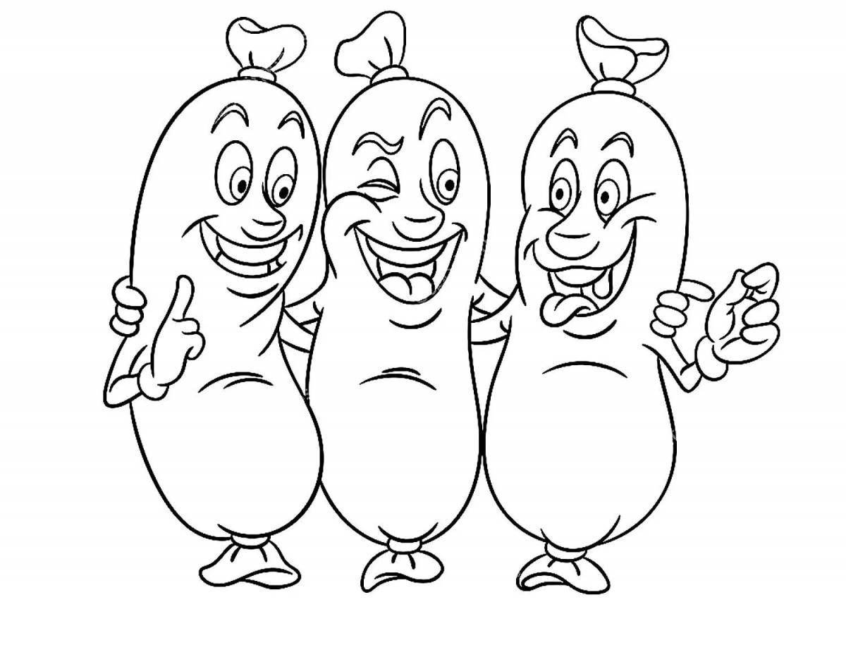 Amazing sausage coloring page for kids