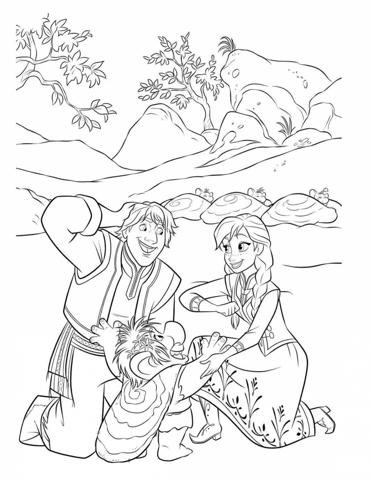 Funny kristoff cold heart coloring page